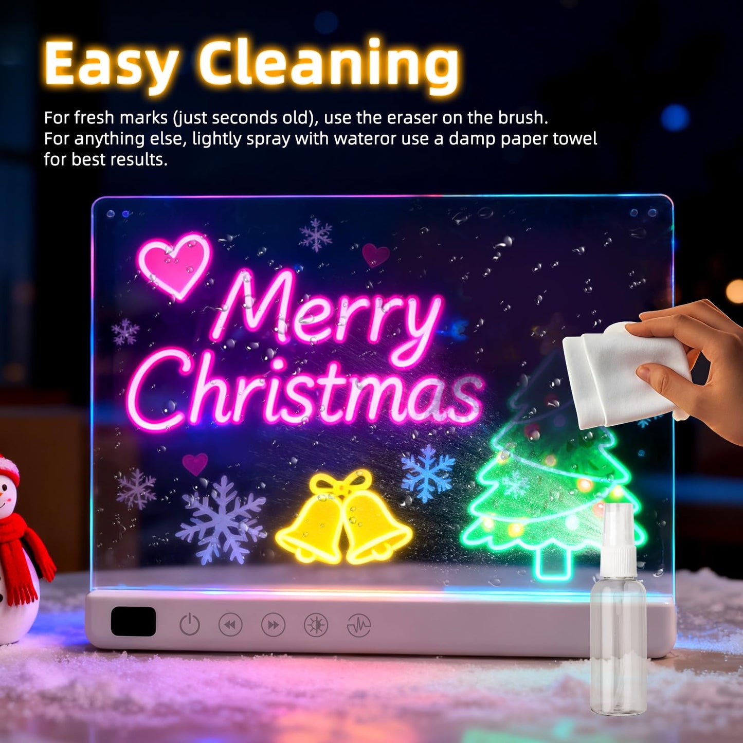 16" Rechargeable Led Drawing Board for Kids with 13 Light Effect, Glow Doodle Acrylic Dry Erase Board-Built-in Stand, Light Up Drawing Tablet Chalkboards for Kids, Gifts for Girls/Teen, 7 Markers