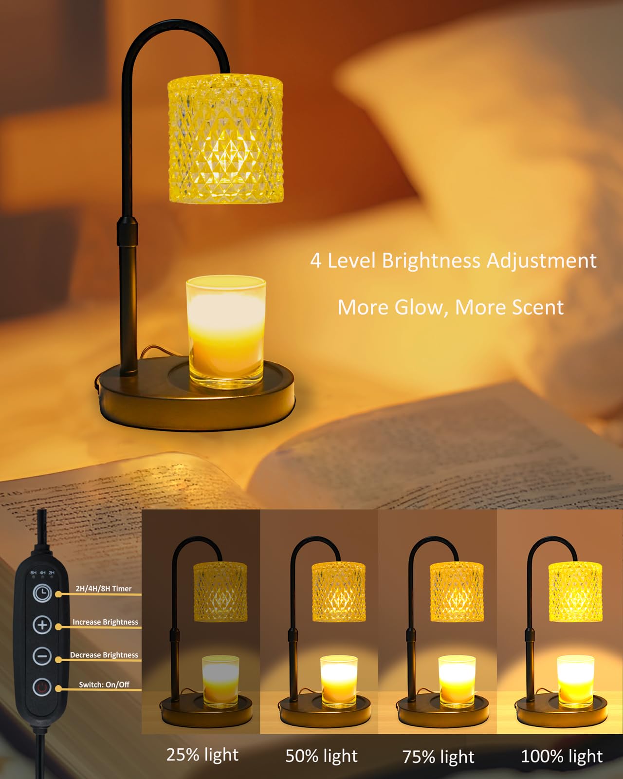 Pyong Candle Warmer Lamp with Timer Dimmable Height Adjustable, Birthday Gifts for Women Mom, House Warming Gifts New Home Decor, Candle Warmer for Jar Candles