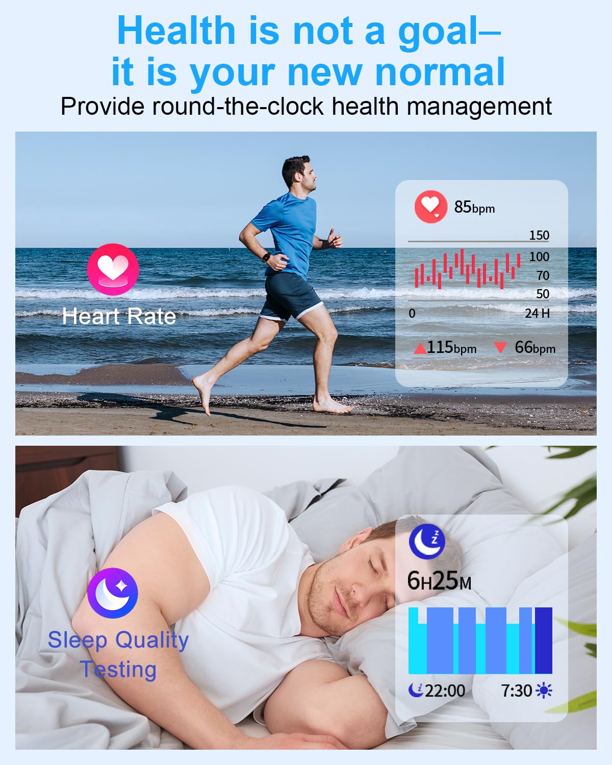 Smart Watch for Men Women, 1.85"HD Fitness Tracker (Answer/Make Call/Messages),130+ Sport Modes with 24/7 Heart Rate/Sleep Monitor/Pedometer, IP68 Waterproof, Smartwatche for Android&iOS (Black)