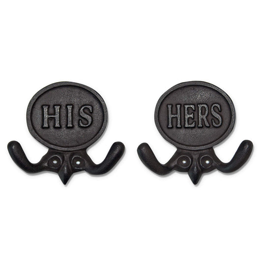 Wallcharmers Set of 2 His and Hers Towel Hooks for Bathrooms, Mr & Mrs. Farmhouse and Rustic Bathroom Hooks for Towels, Bronze