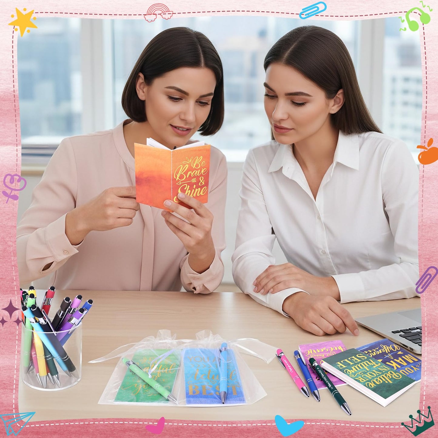 BOBOKA 12 Sets Employee Appreciation Gifts Bulk Motivational Pens Inspirational Notepads, Mini Motivational Notebooks Thank You Gifts for Coworker Teacher Staff Volunteer Nurse Office Supplies