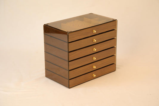 Homitchen Wooden Jewelry Box Organizers and Storage for Girls Women 6 Drawers Multi-Layer Storage Case for Rings Earrings Necklaces Bracelets Vintage Box