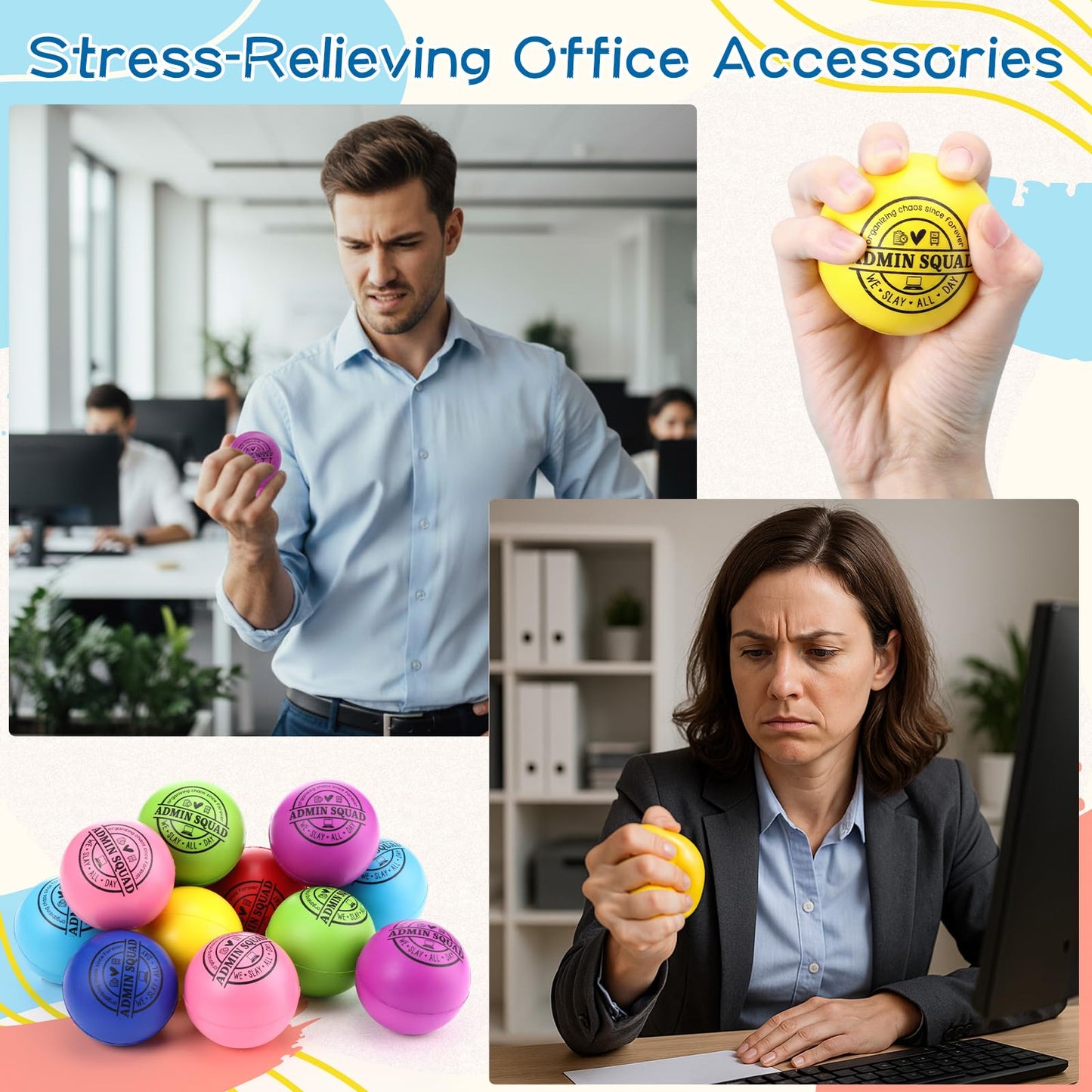 Poen 24 Pcs Administrative Professional Appreciation Gifts Admin Squad Gift Funny Stress Ball for Assistant Secretary Office School Coworkers Thank You Employees Appreciation Staff Team Desk