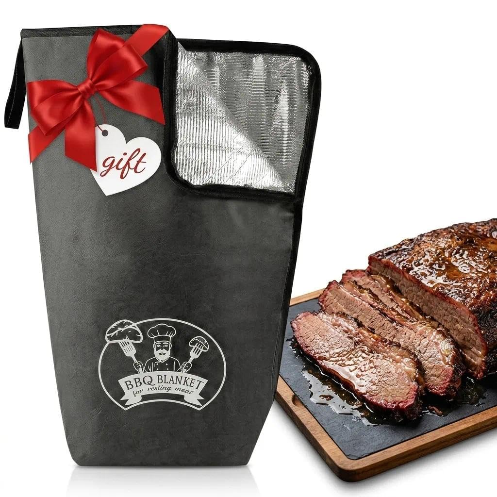 21-Inch BBQ Blanket for Resting Meat - Smoker Accessories, Insulated Brisket Bag for Party Picnic Camping, Anniversary Birthday Gifts for Men Dad Husband, 5-Layer Thermal Insulation (Black-Dupont)