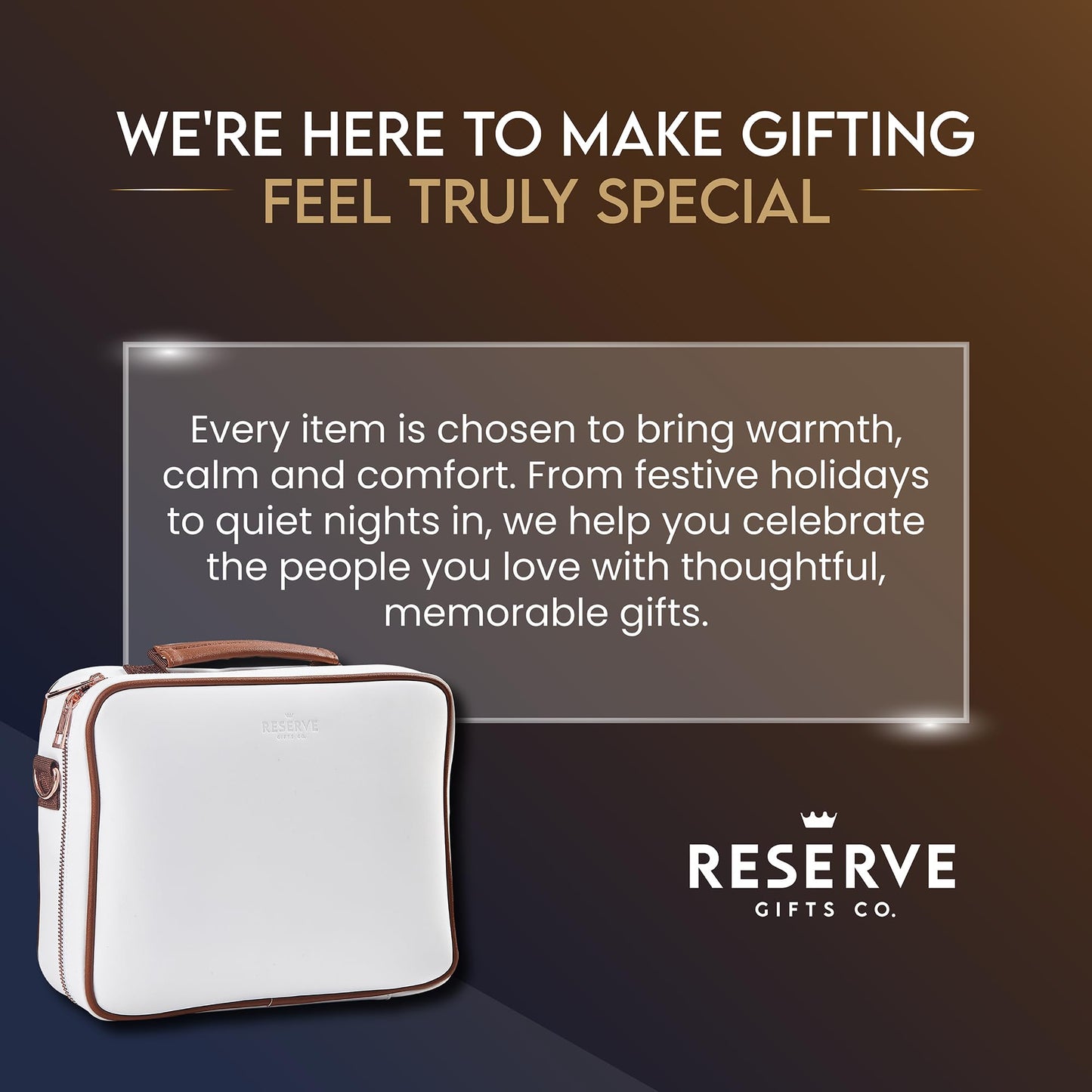 Reserve Gifts Co. Massage Gun Gift with Carrying Case - Deep Tissue Back Massager for Pain Relief with 6 Percussion Relaxation Heads - Silent Brushless Motor, Gift for Wife, Mother (White/Pearl)