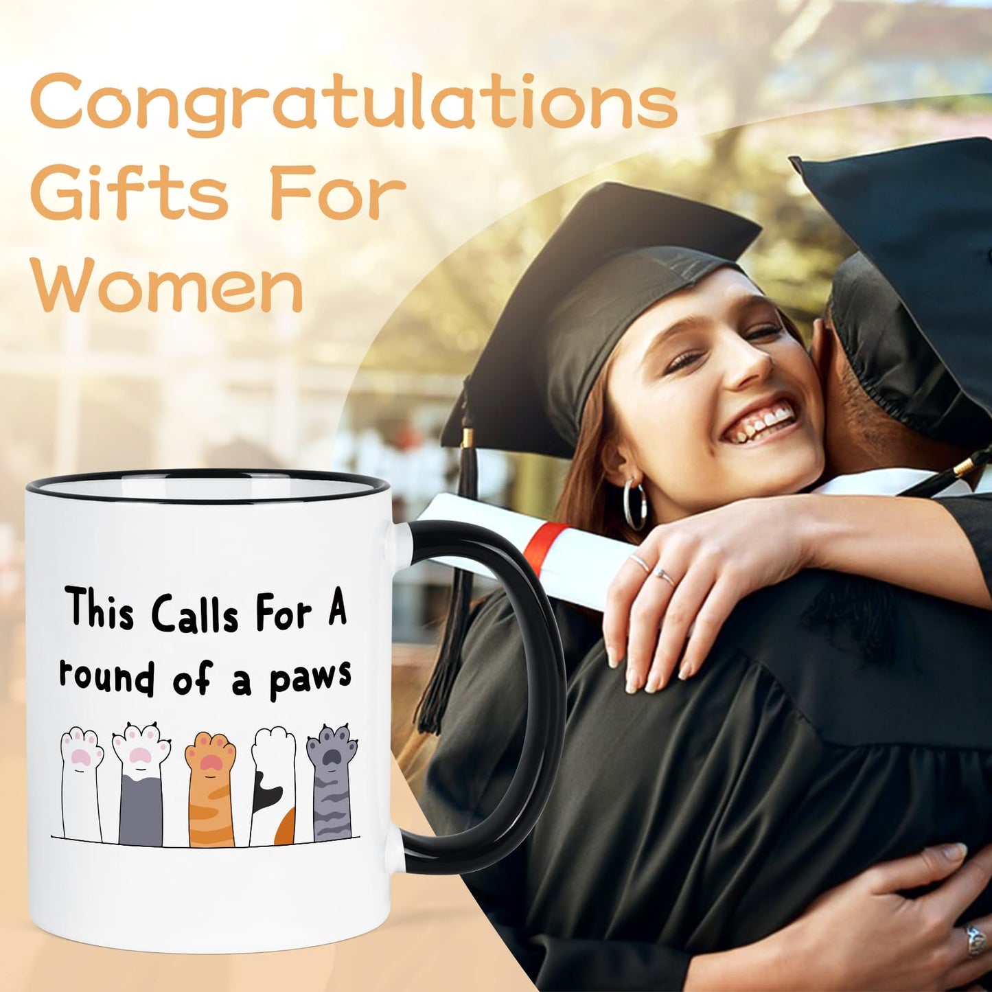 YHRJWN Graduation Gift for Women Men, Cute Paws Congratulations Gifts for Him Her, Proud Of You Coffee Mug, Graduation Mugs for Friends Family Animal Lover, New Job Mug 11Oz