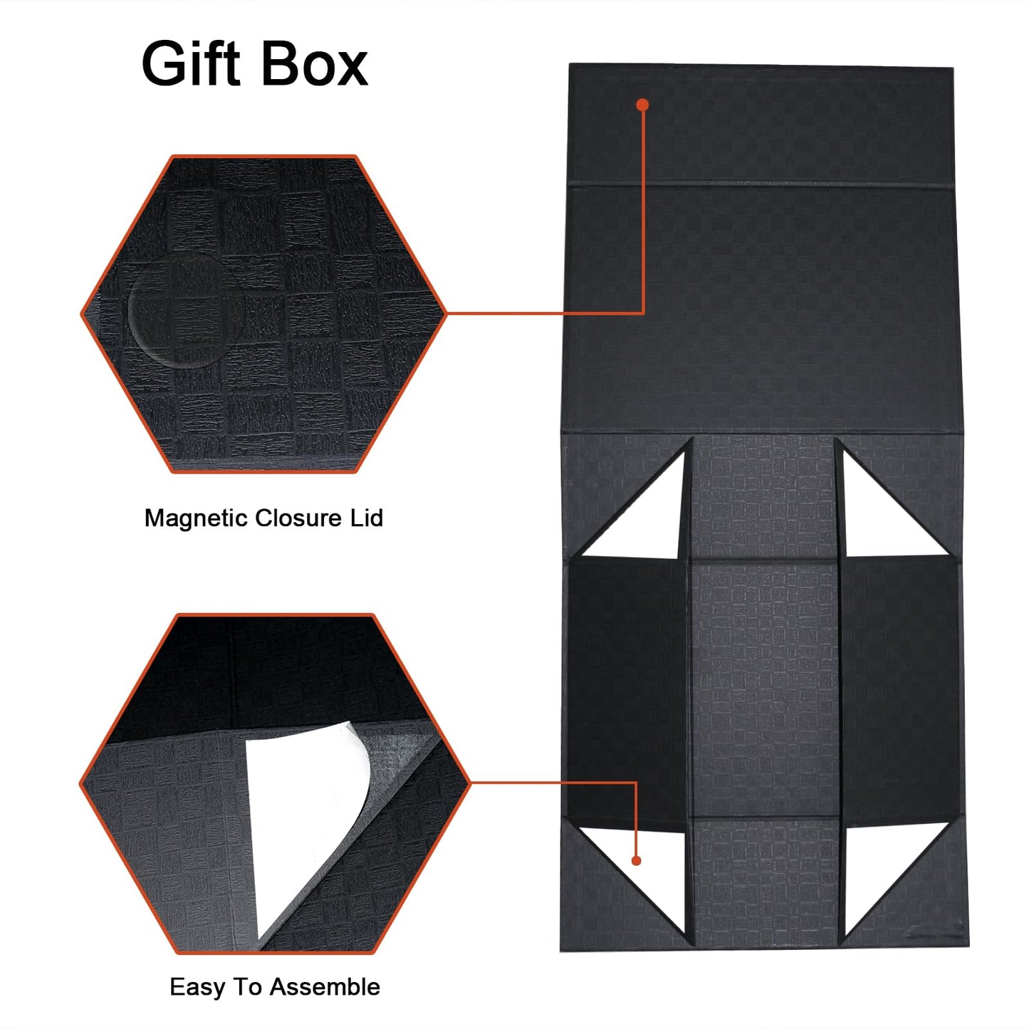 YINUOYOUJIA Large Black Gift Box14x9x4.5 inches,Gift Boxes with Magnetic Closure Lid,Ribbon and Card,Present Box for Birthady Valentine's Day Mother's Day Christmas,Anniversary
