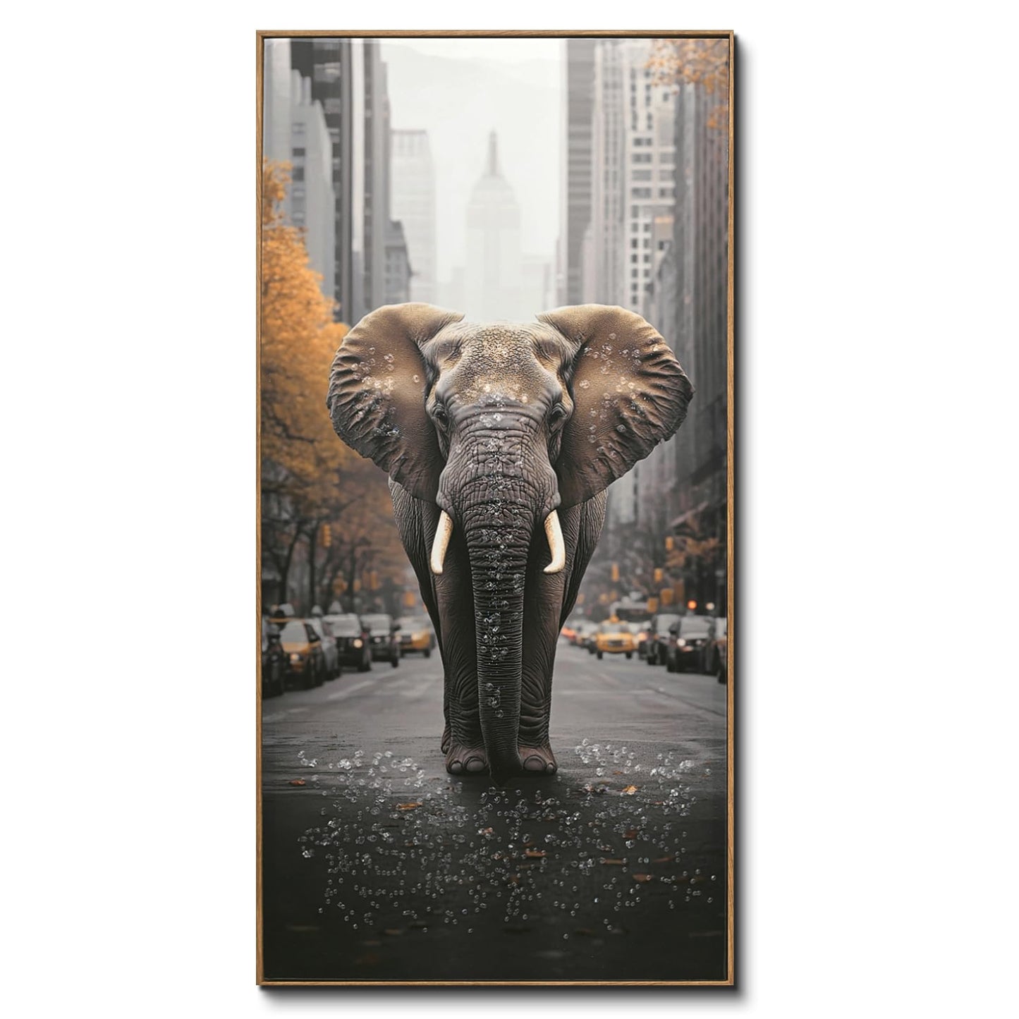 DRLWGTY Abstract Elephant Wall Art,Large Wildlife Paintings Decor with Handmade Crystal Details,Unique Animal Artwork for Living Room Bedroom Office,Ready to hang
