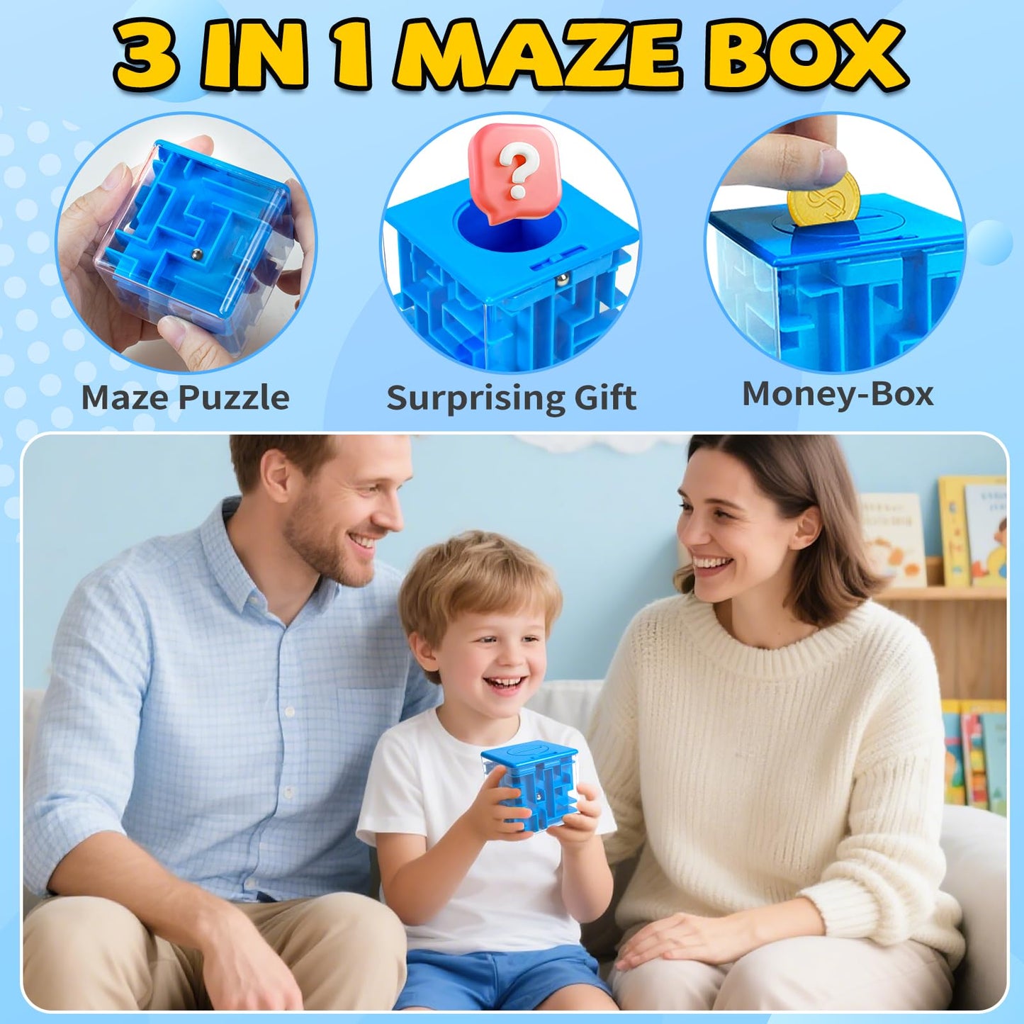 6 Pack Money Maze Puzzle Gift Box, 3D Puzzle Boxes Toy for Money Gift - Maze Magic Cube Toy Brain Teasers for Kids Adults Birthday Party Favors Easter Basket Fillers