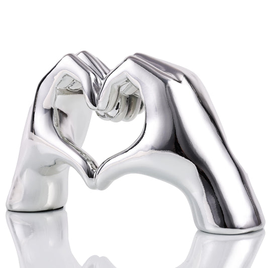 Silver Heart Hands Sculpture , Love Centerpieces Aesthetic Statue and Sculpture Living Room Bedroom Bookshelf Coffe Table Boho Wedding Accents Decorations, Knick Knacks Home Decor for Shelves para