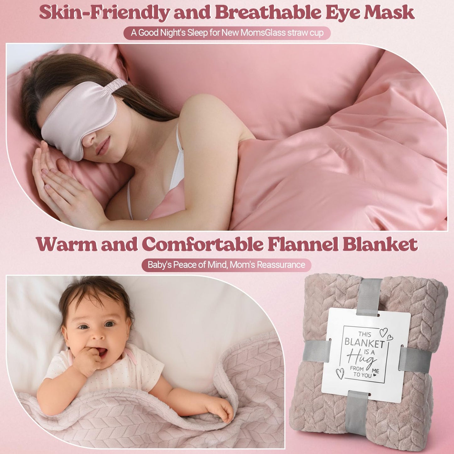 Newwiee 12 Pcs New Mom Package After Baby New Mom Gifts Set After Birth Baby Shower Gift Set with Blanket Postpartum Essentials for Mother Kit Pregnancy Gifts for First-time Mothers, Mommy
