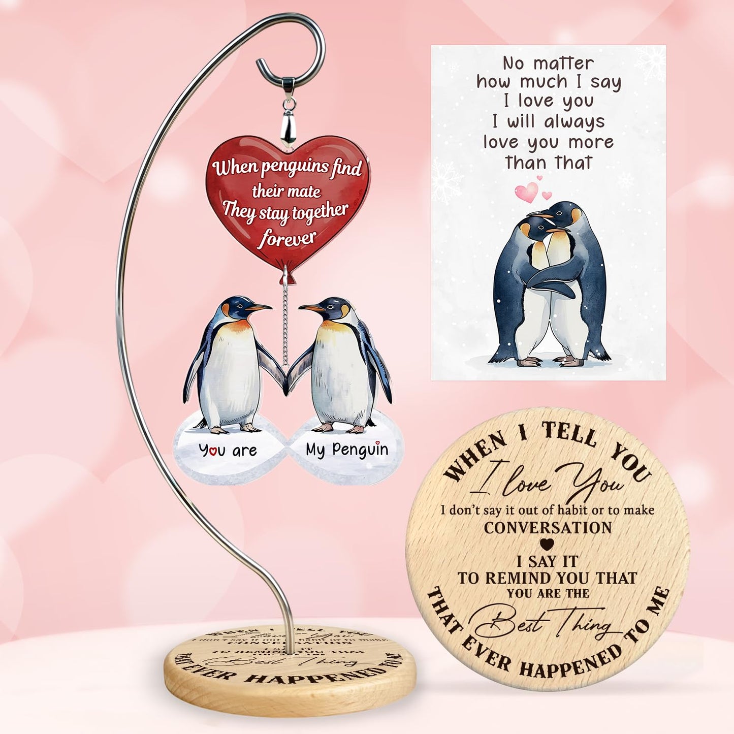 Gifts for Him Her - Wedding for Women Men Couple - Birthday Gift for Girlfriend Boyfriend - Romantic I Love You Gift for Wife - Couple Penguin Ornaments for Christmas Valentines Day