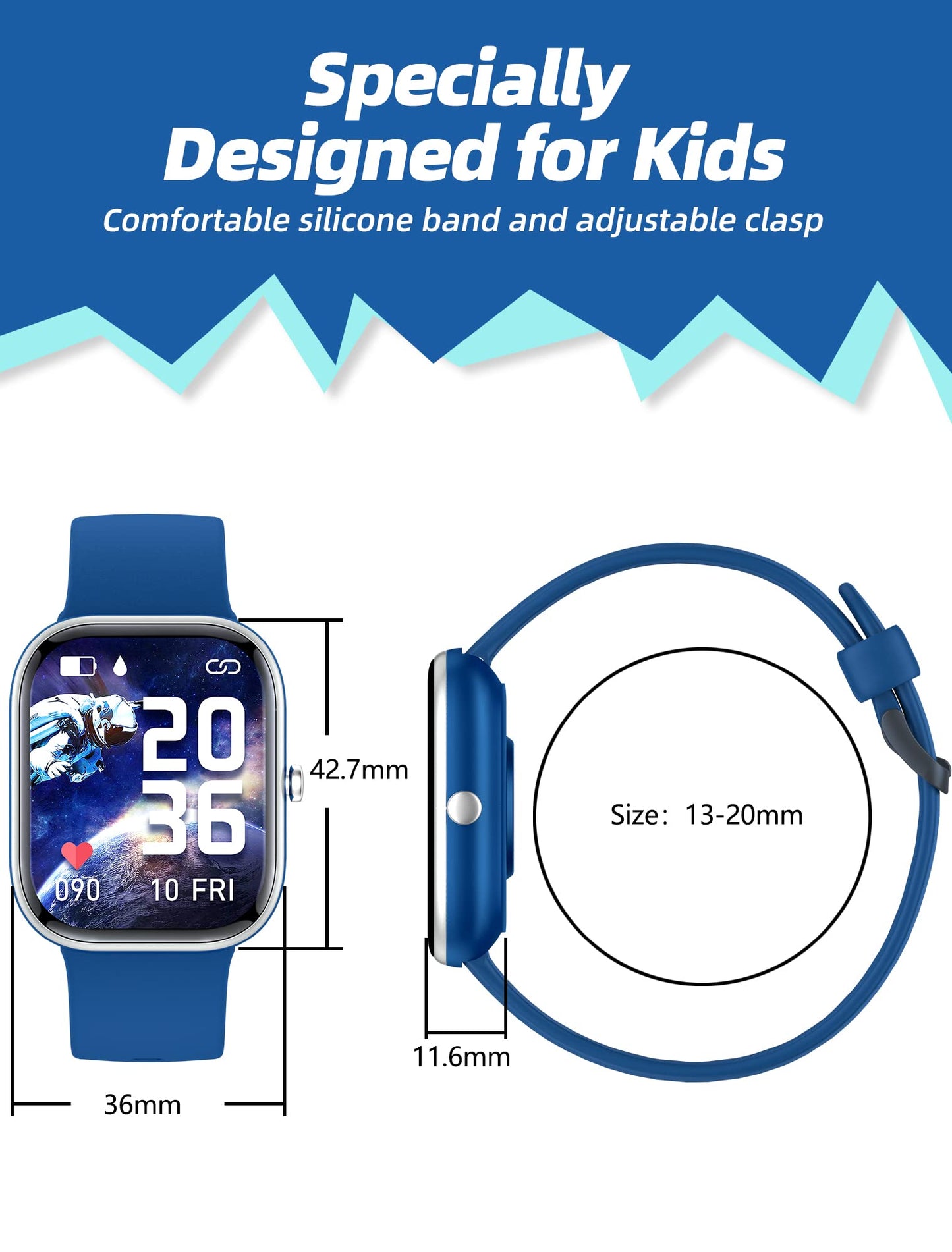 Kids Smart Watch for Girls,IP68 Waterproof Kids Fitness Tracker Watch with 1.5 Inch DIY Face,Heart Rate Sleep Monitor,19 Sport Modes,Calories Counter,Alarm Clock,Great Gifts for Children 6+ (Blue)