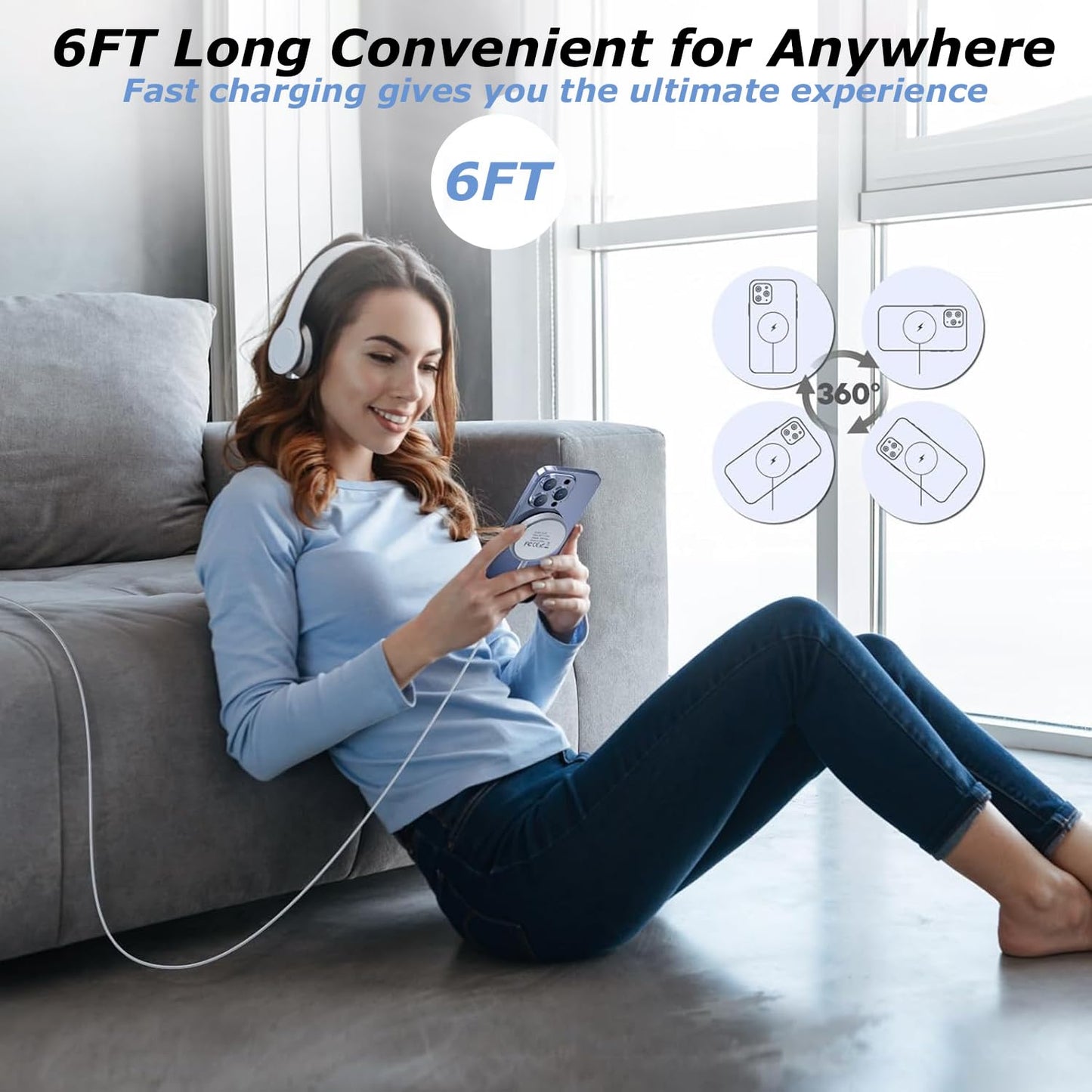 [Apple MFi Certified] Magnetic Charger,Wireless Charger Fast Charging 2Pack 6FT USB C Plug Mag-Safe Magnet Magvolt Pro Pad Chargers for iPhone Air/17 Pro Max/17/16E/16 Pro/16 Plus/15/14/13/12/AirPods