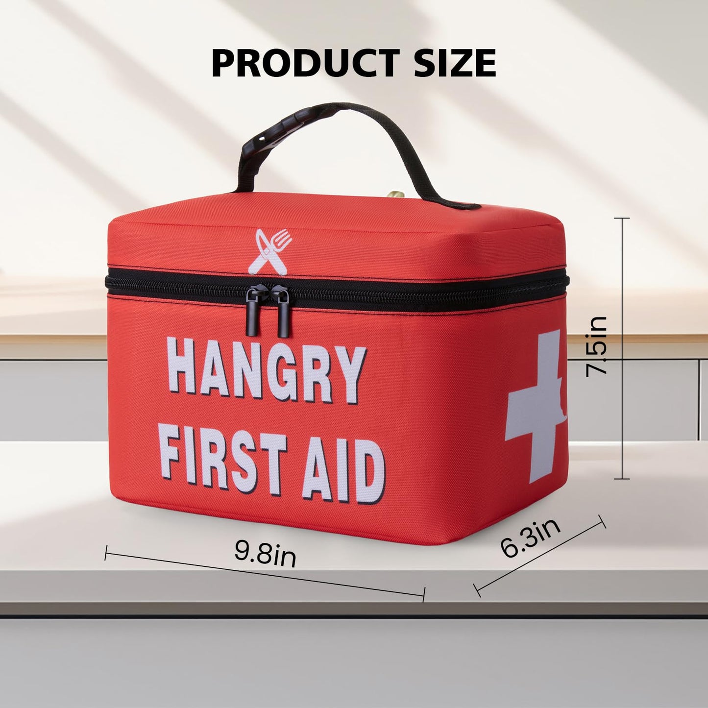 WOEMOZAP Funny Hangry Lunch Bag – First Aid Emergency Snack Kit Insulated Lunch Box for Adults & Kids, Novelty Lunchbox with Detachable Handle Gag Gift for Nurses, Men & Women