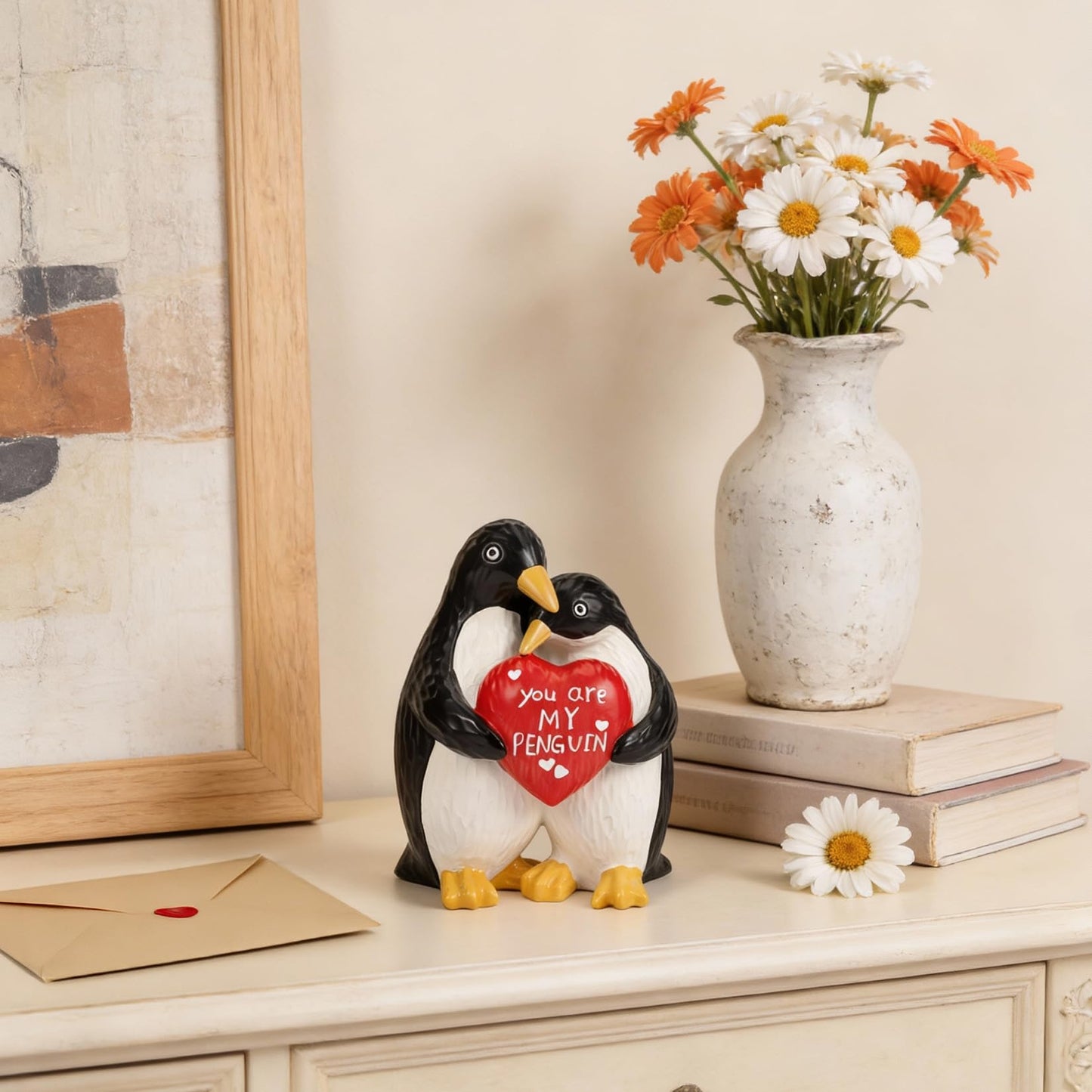 Hodola Anniversary Wedding Gifts for Women Men, Handcrafted Birthday Gift for Her Him Couple, I Love You Birthday Gift for Wife Husband, Penguin Figurine for Boyfriend Girlfriend