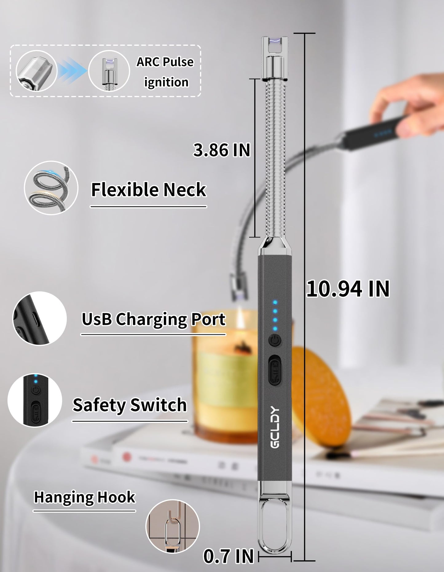 Electric Candle Lighter, Best Stocking Stuffers 2025 for Women Men Adults, Birthday Gift for Women Wife Mom Sister Nana Men, Long Rechargeable Lighter for Candle Grill Home Kitchen BBQ Camping