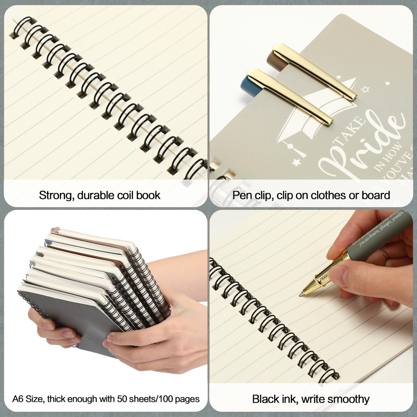 FillTouch 10 Sets 2026 Graduation Gifts Bulk Inspirational Spiral Journal with Motivational Pen Kraft Notebooks Class of 2026 Gifts for College Graduate (Boho Color)