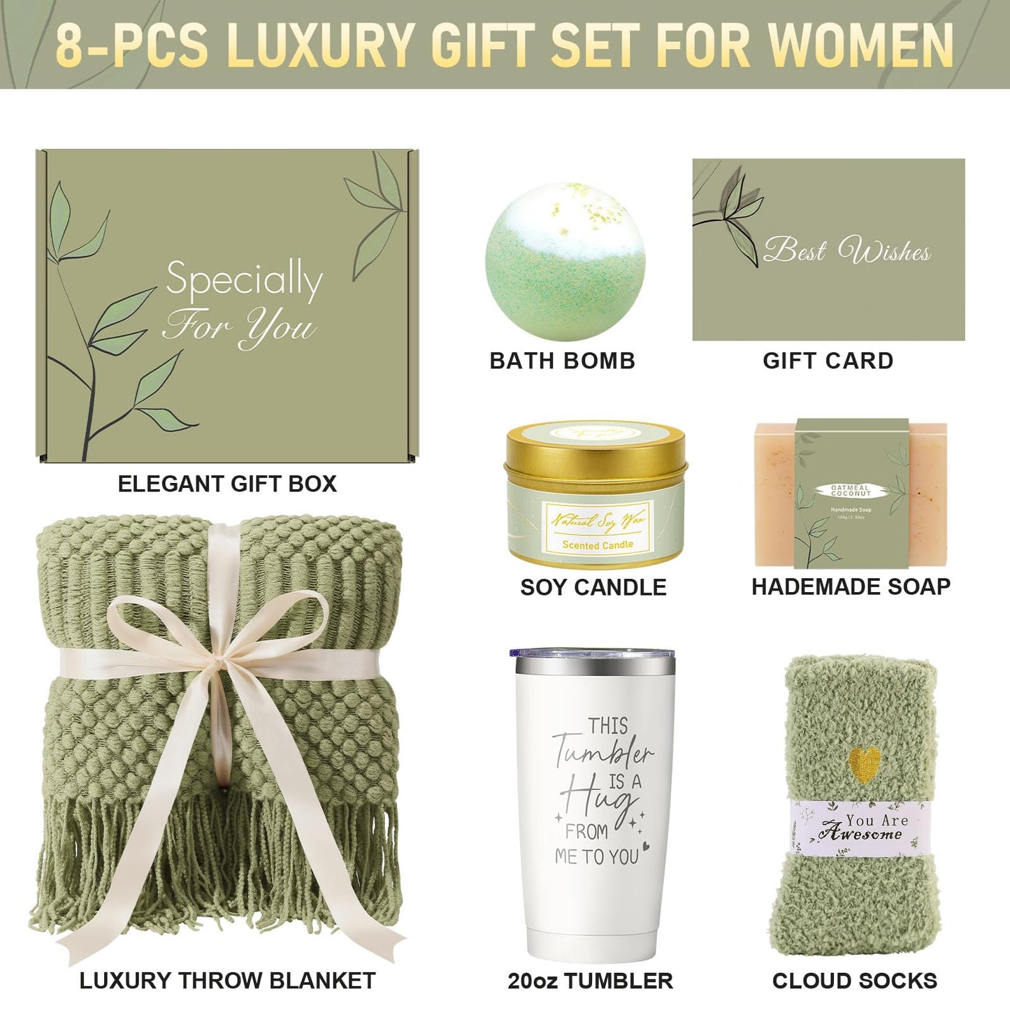 Uwingess Get Well Soon Gift Baskets for Women Self Care Gifts, Spa Care Package After Surgery Inspirational Thinking of You Sympathy Gifts,Christmas Birthday Gift for Women Friends Mom Sister Grandma