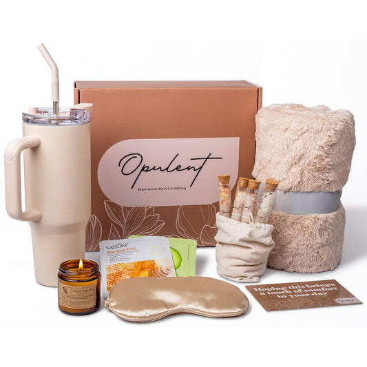 Opulent Luxury Self Care Gifts for Women - Hug in a Box Comfort Care Package - Spa Gift Set with 40 oz Tumbler & Cozy Blanket - Ideal for Get Well, Thinking of You, Birthday, Sympathy & Corporate