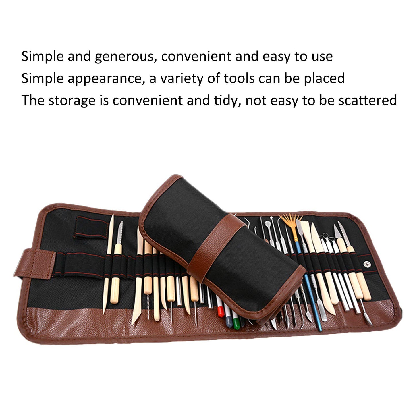 RIZGHWOY Oxford Cloth Storage Case,Tool Pouch Organizer for Painting Pottery Tools with Elastic Band Reinforced Sewing Fabric
