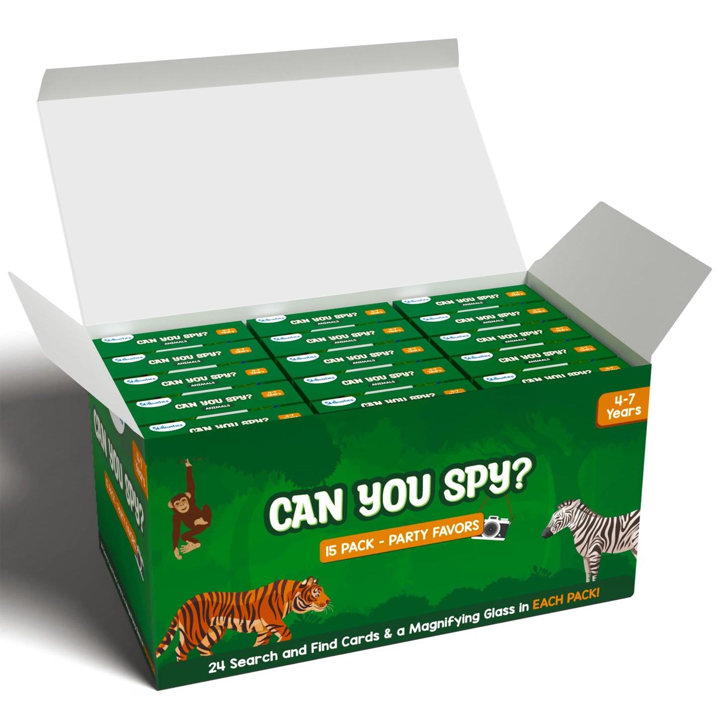Skillmatics Party Favors (Pack of 15) - Can You Spy Animals Card Set, Search & Find Game for Kids, Goodie Bag Toy & Educational Gift for Girls & Boys Ages 4, 5, 6, 7