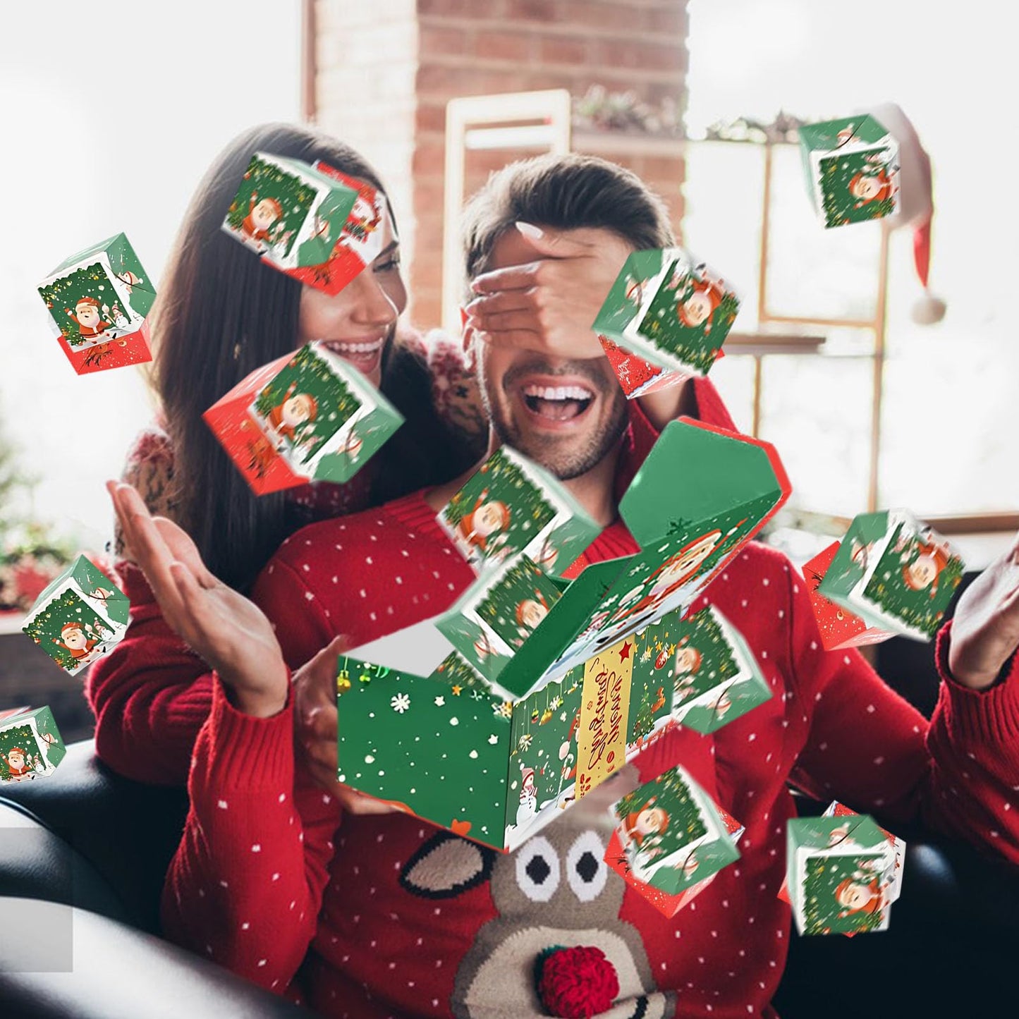 nuk8nehz8 Surprise Box Gift Box Explosion for Money, Merry Christmas Surprise Gift Boxes, Money Gift Box for Cash Gift, Explosion Gift Box for Christmas Birthday Valentine (Green 10 Boxes)