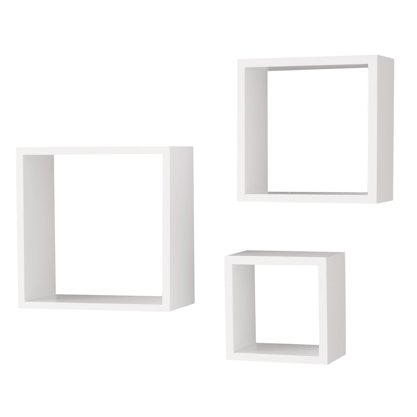 Wallniture Compact Living Room Decorative Display Cubes Floating Shelves Set of 3 White