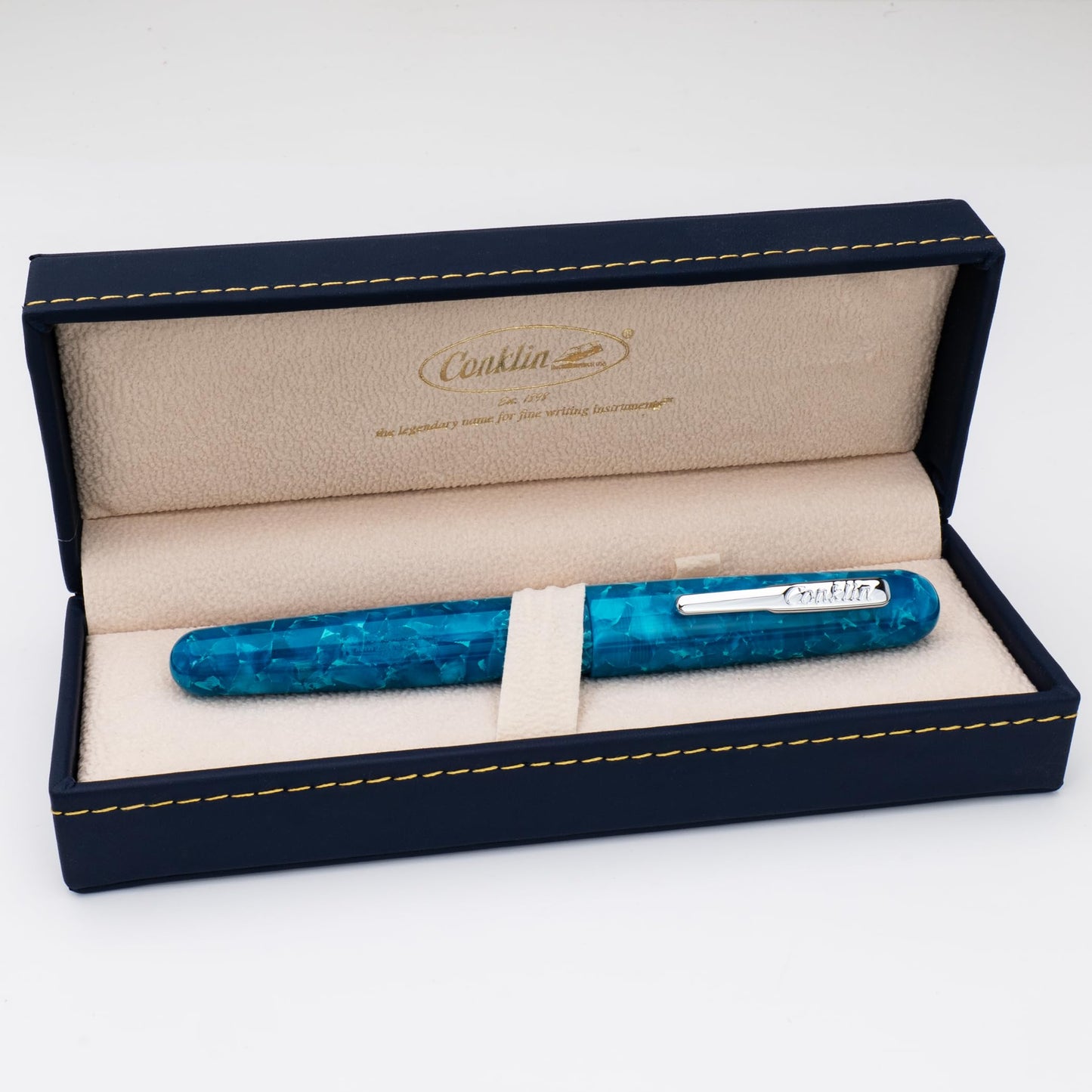 Conklin All American Fountain Pen Turquoise Serenity Special Edition – Stub Nib with Free 15ml Conklin Black Ink Bottle – Calligraphy and Creative Writing Luxury Pen Gift for Collectors and Artists