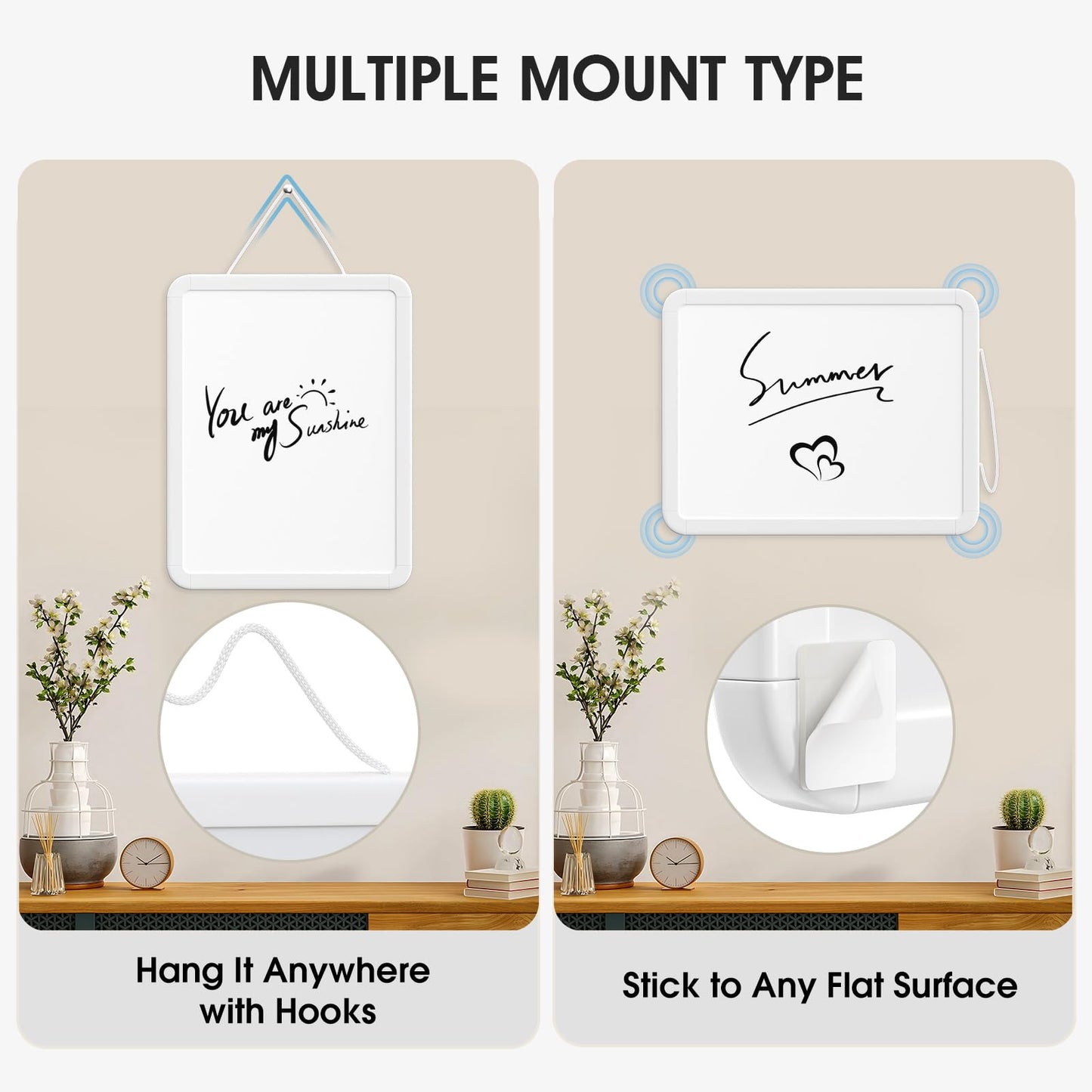 Bundle of 2 Sets- MaxGear 8.5"x11" Dry Erase Board for Wall, Desk, Fridge & 10" x 10" Double-Sided Aluminium Frame Whiteboard with Stand
