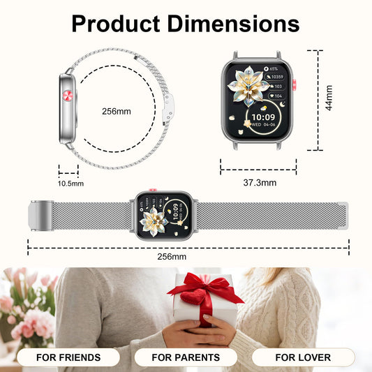 Smart Watch for Women (Answer/Make Call), 1.85" HD Touch Screen Fitness Tracker with 4 Bands, 120+ Sports Modes, IP68 Waterproof, Heart Rate & Sleep Monitor, Gift Smartwatch for Android/iOS, 300mAH