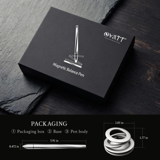 Ovatt Hoverpen Interstellar - Space Silver, Ballpoint Pen, Unique Conversational Starter, Premium Futuristic Design, Precision Flow Ink, Schmidt Ballpoint Cartridges (Silver)
