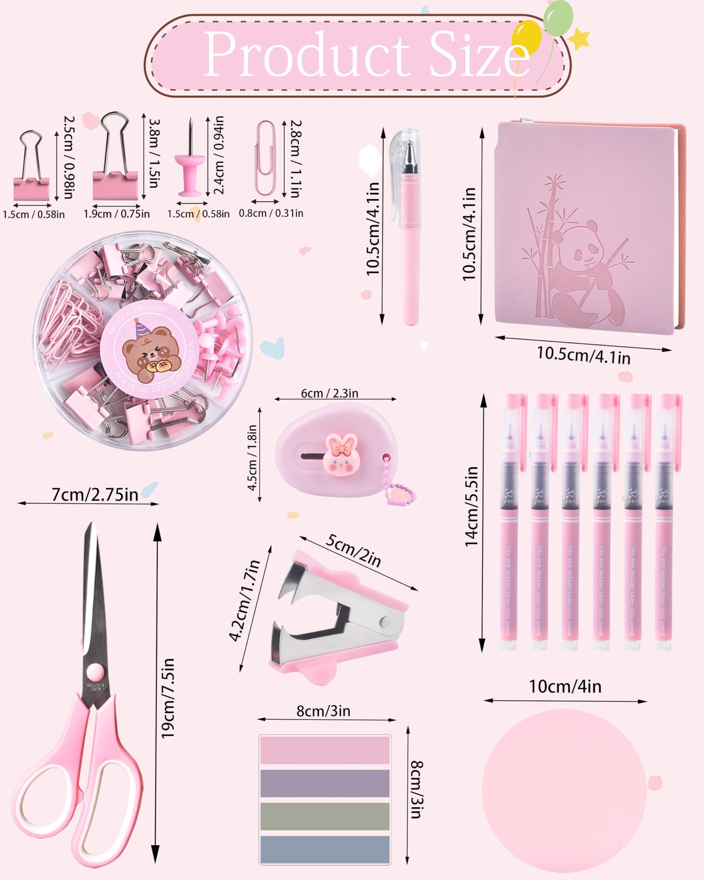 Vamrak Pink Desk Accessories and Organizers with Desk Organizer and 360°Rotating Pen Holder stapler Pen and a Lot of Office Pink Office Supplies Beautifully Presented in a Gift Box