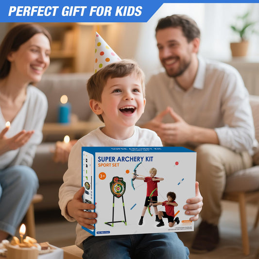 HYES 2 Pack Bow and Arrow for Kids, LED Light Up Archery Set with 24 Suction Cup Arrows, 1 Standing Target, 6 Score Targets & 2 Quiver, Indoor Outdoor Sport Gifts for Boys Girls Ages 4-8
