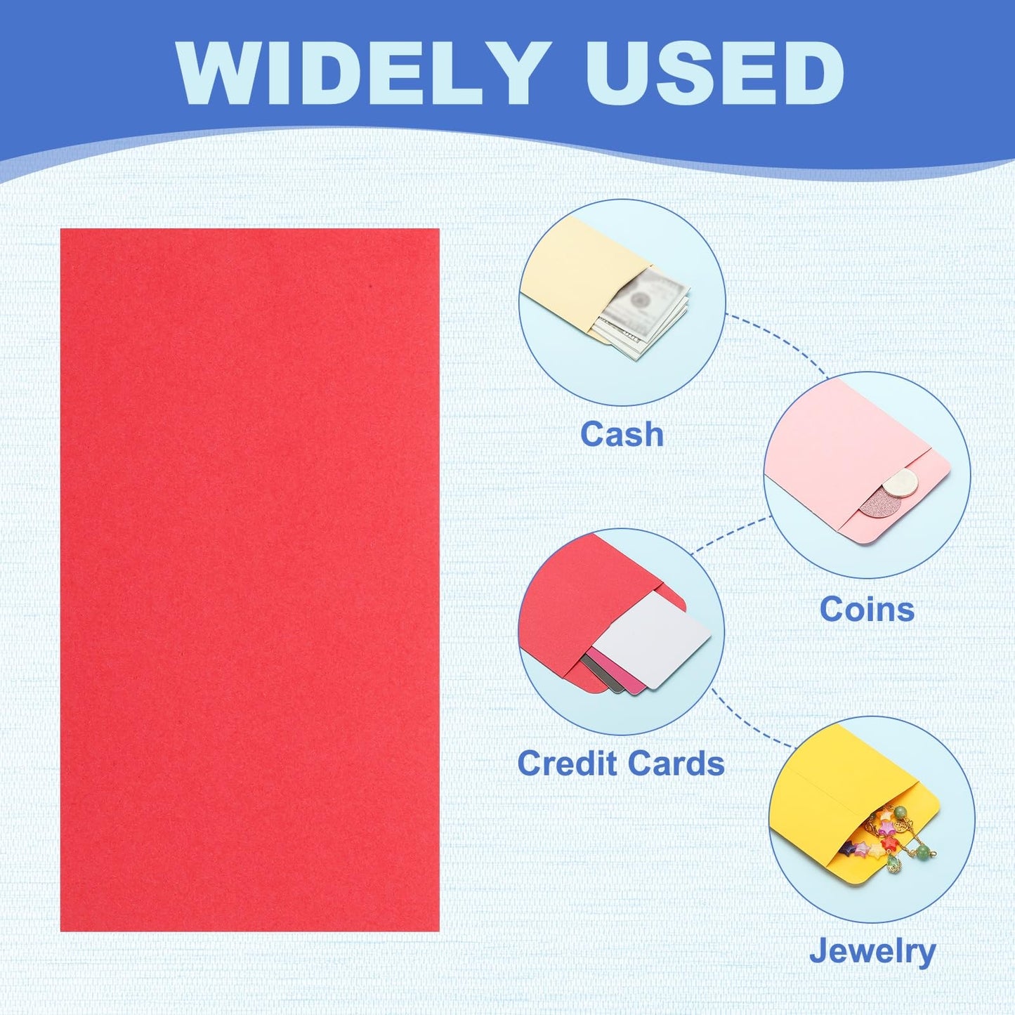 PATIKIL Money Envelope, 100 Pack 6.5" x 3.5" Cash Envelopes Money Holder Bags Budgeting Saving Challenge Letter for Gift Coins Checks Tickets Jewelry Passport Card, Red