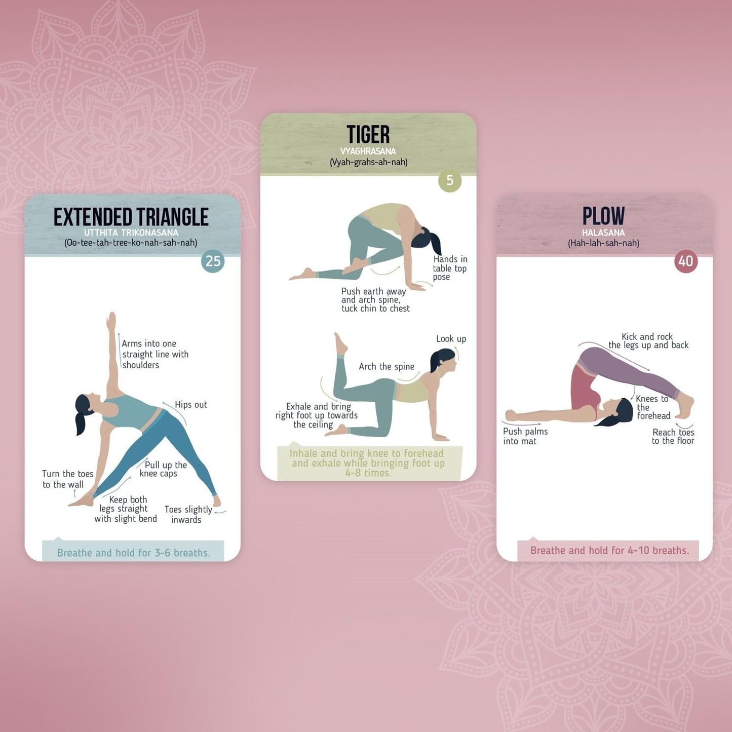 merka Yoga Cards Flashcard Deck - 50 Plastic Cards, One Size - 45 Asanas & Sanskrit Names - Yoga Gifts for Women