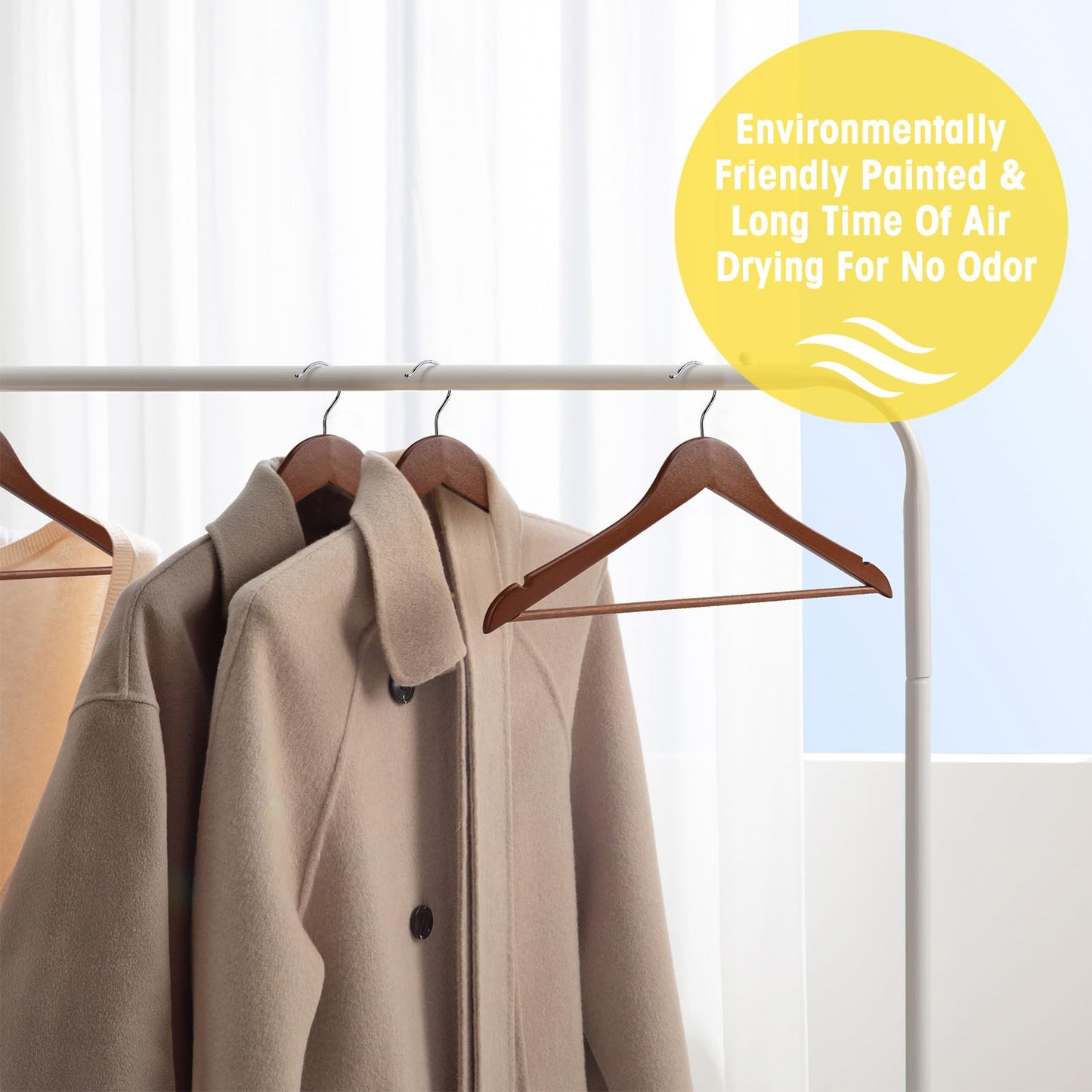 Uinicor Wooden Hangers - 60 Pack - Clothes Hanger for Daily Used,Heavy Duty Wood Hangers with Precisely Cut Notches,Coat Hanger for Closet, Clothes Hangers for Shirt Suit Dres（Walunt）