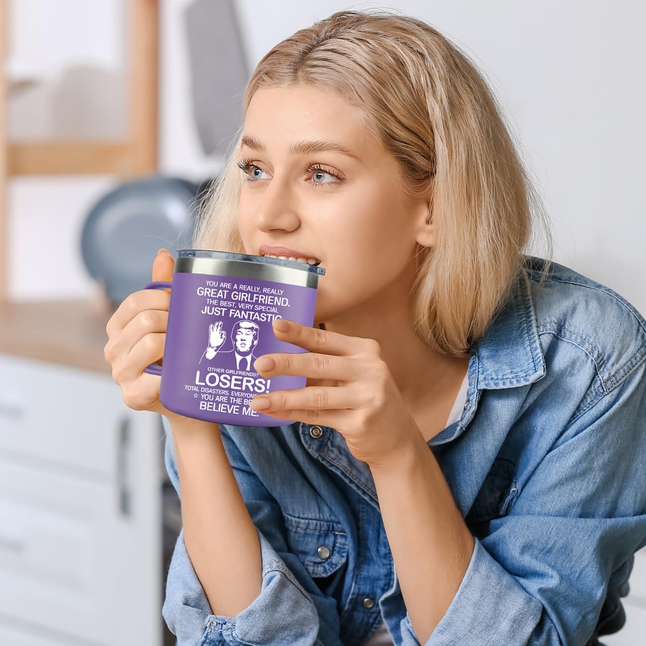 MFGNEH Valentines Day Gifts for Girlfriend Her,Girlfriend Gifts,Birthday Gift for Girlfriends,Anniversary Girlfriends Gift,Christmas for Her,14oz Purple Tumbler Coffee Mug