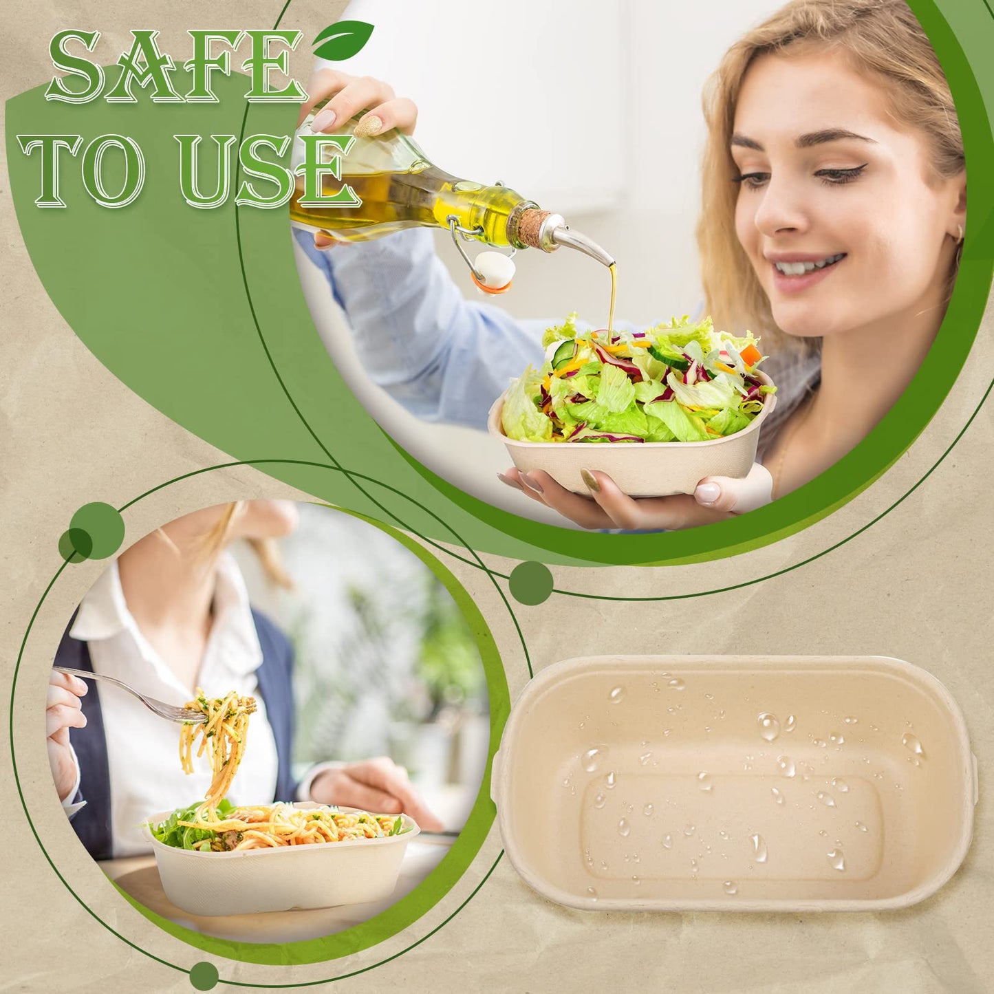 Remerry 100 Sets 23 oz Disposable Bowls with Lids Paper Meal Prep Containers Disposable Paper Food Containers Throw Away Lunch Salad Bowls for Restaurant Party Serving