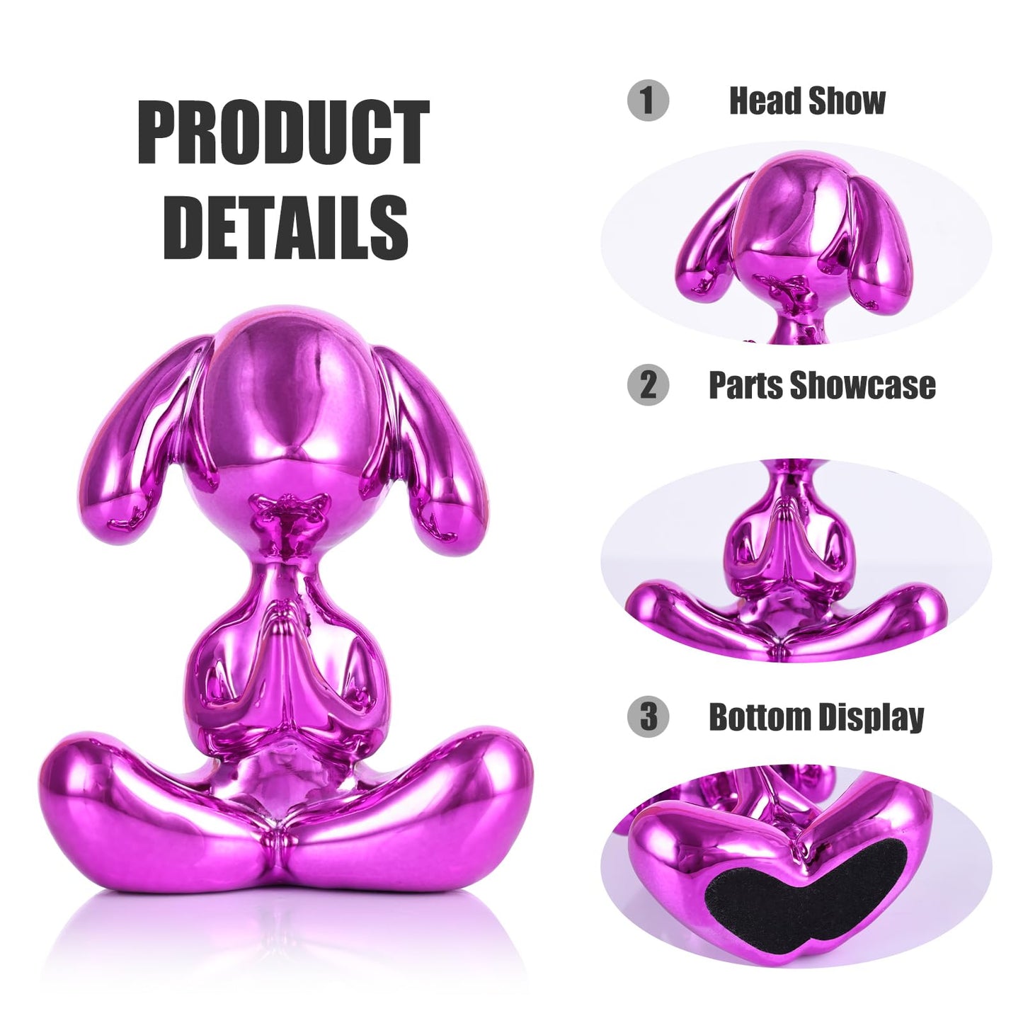 Purple Balloon Dog Statue in Meditation Pose - Small Balloon Dog Decor, Cute Preppy Room Ornament for Shelf, Desk, Vanity, Entryway or Office, Figurine Gift for Teen Girls, Clean Girl Room Aesthetic