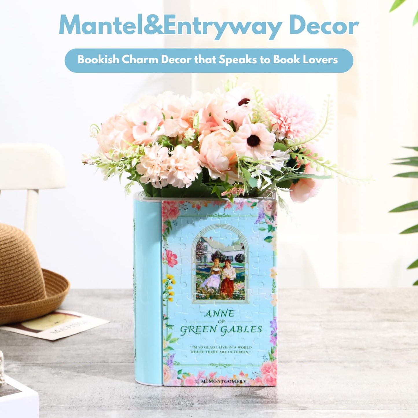 MYLARREN 3D Puzzle Vase for Adults Kids, 120 Pcs Puzzle Book Vase for Flowers, Arts and Crafts for Kids 4-6, Adults, Girls, Cute Unique Vases for Book Shelf Decor, Books Lover Gifts for Women(Anne)