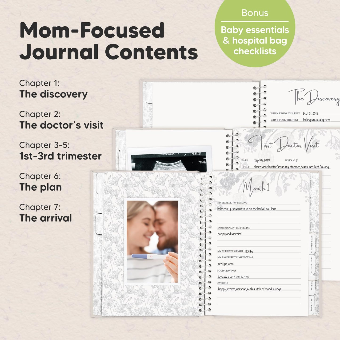 Pregnancy Journal, Pregnancy Announcements - 80 Pages Hard Cover Baby Books For Mom To Be Gift, Baby Memory Book Keepsake, Gender Reveal Gifts For New Moms, Mother's Day, Shower & Registry (Clay)