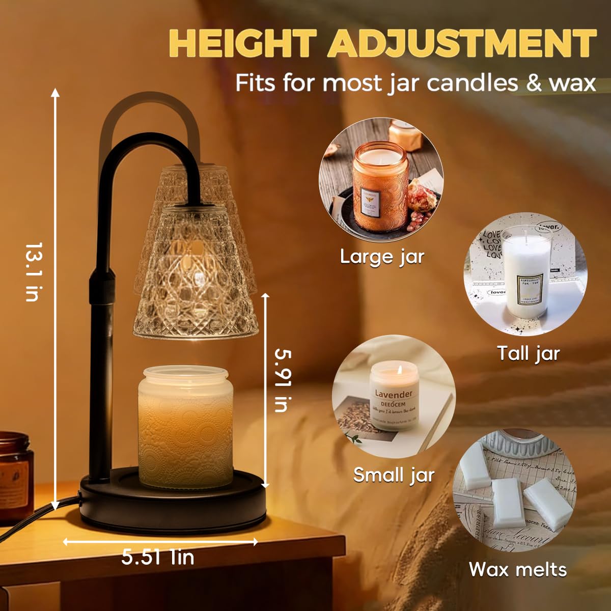 RMFSH Candle Warmer Lamp with Timer Dimmable, Birthday Gifts for Women Mom, House Warming Gifts New Home Decor, Wax Melt Warmer for Jar Candles with 2 Bulbs