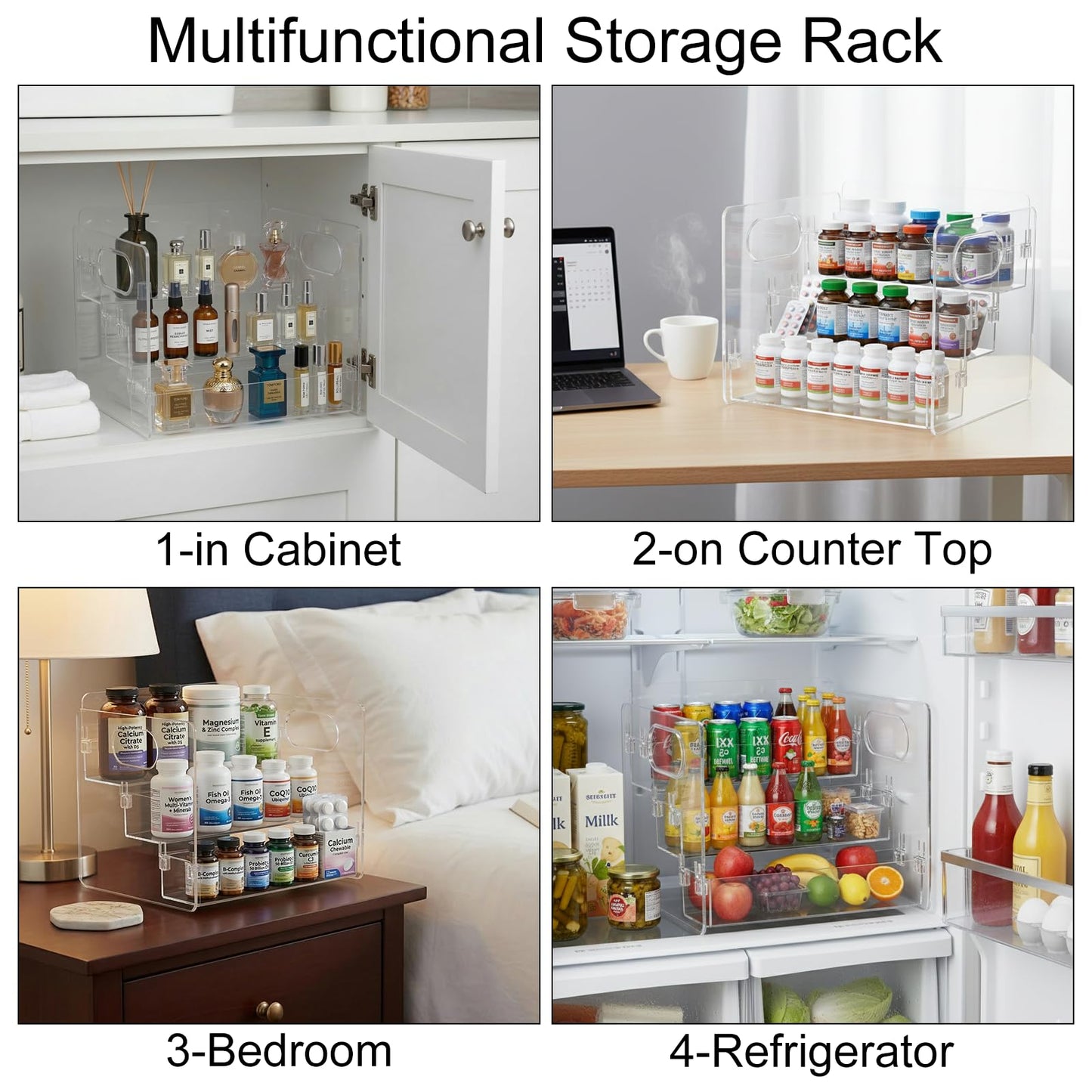 Wiojtry 3-Tier Vitamin Storage Organizer, Organizer for Vitamin Bottles And Medicine Bottle, Vitamin Bottle Organizer for Countertop, Bathroom Cabinet Storage Items Are Clearly Visible (1)