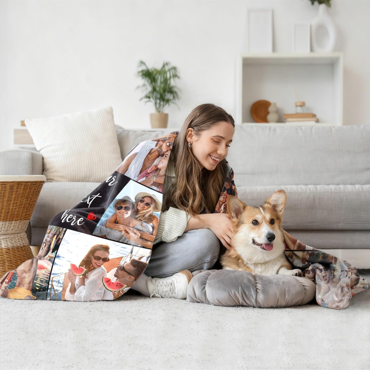 Custom Blanket with Picture Personalized Blankets Customized Photo Blanket Customizable Photo Collage Throw Blanket Gifts for Girlfriend Boyfriend Women Men Anniversary Birthday Valentine's Day