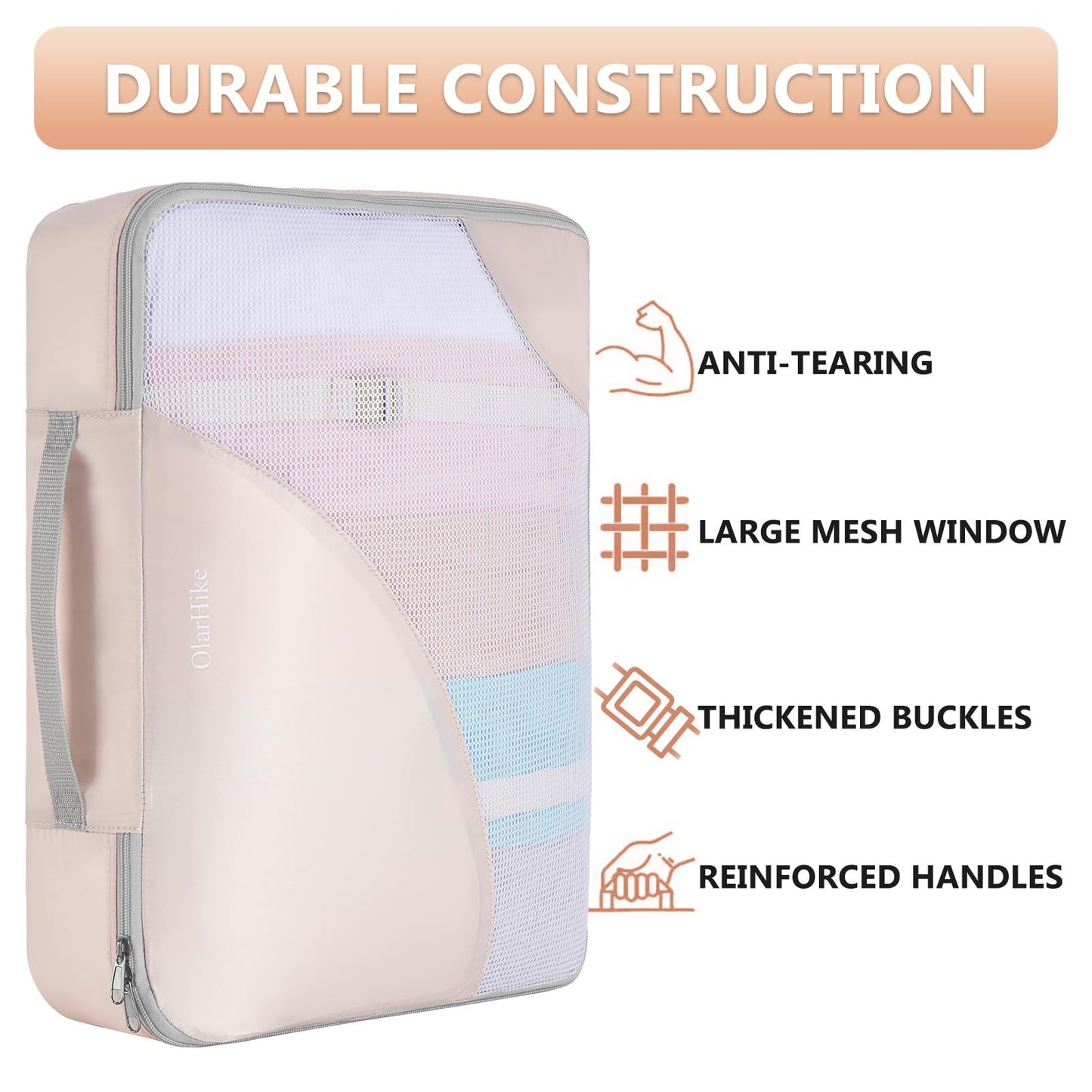 8 Set Packing Cubes for Travel, Gifts for Women Mom,Anti-Tearing Suitcase Organizer for Luggage with Shoe & Hanging Toiletry Bag,OlarHike Vacation Essentials & Accessories for Cruise Ship