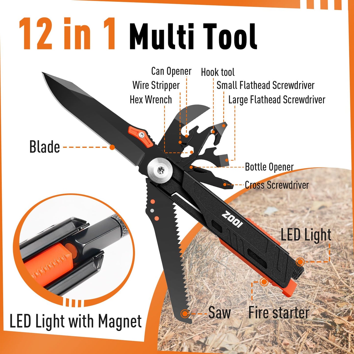 ZOOI Fathers Day Mens Gifts for Husband Dad, Gifts for Men Dad, Pocket Multitool, EDC Gear, Fathers Day Dad Gifts from Daughter Son Wife, Gifts for Him Boyfriend, Pocket Tools for Fishing Camping Gear