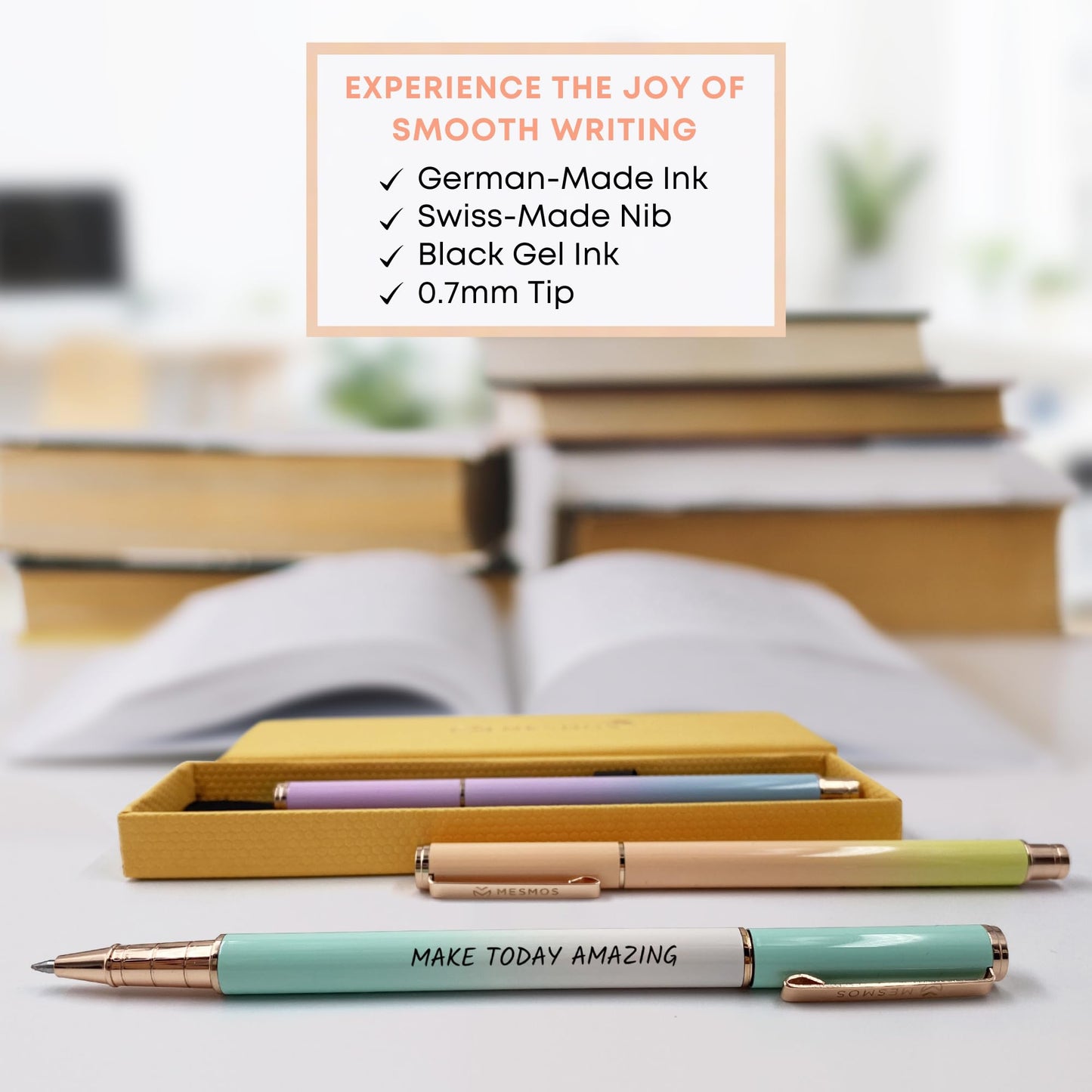 MESMOS 3pk 0.7mm Fine Point Gel Ink Pen Set, Boss Lady Inspirational Gifts for Women, Journaling Pens for Women, Gifts for Friends Female, Aesthetic Fancy Nice Black Gel Planner Pens