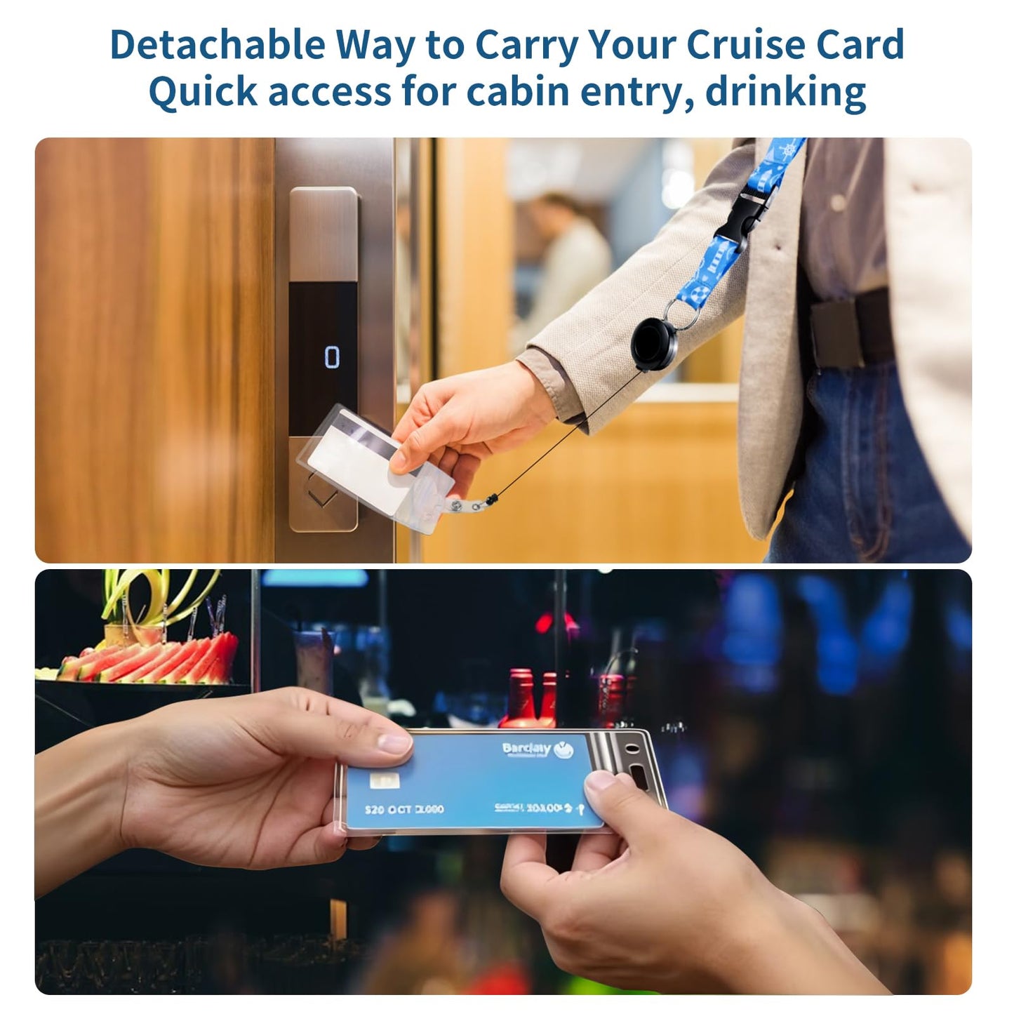 Cruise Ship Essentials 2025, 4 Cruise Luggage Tag Holders, 2 Retractable Cruise Lanyard, 2 Waterproof Phone Pouch and 1 Travel Clothesline for Cruise Ship, Royal Caribbean, Carnival Cruise Lines