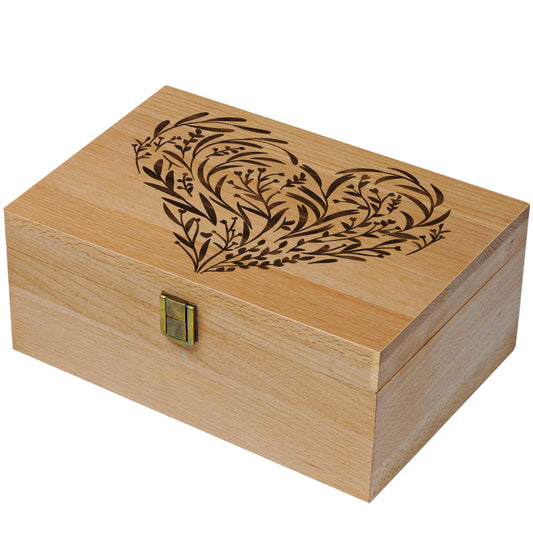 EXISTING Wooden Memory Keepsake Box, Floral Heart Engraved Large Keepsake Boxes with Lids, Memory Box Keepsakes Gift for Anniversary, Wedding, Memory, Birthday, Valentines Day, for Office or Home
